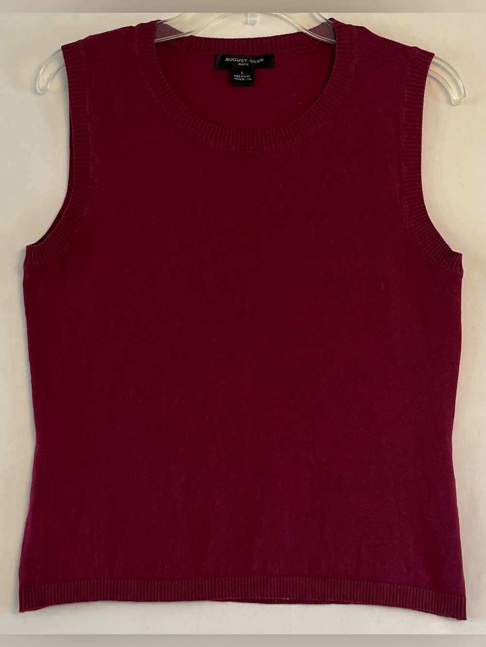 August Silk Burgundy Silk Blend Knit Vest Top L
